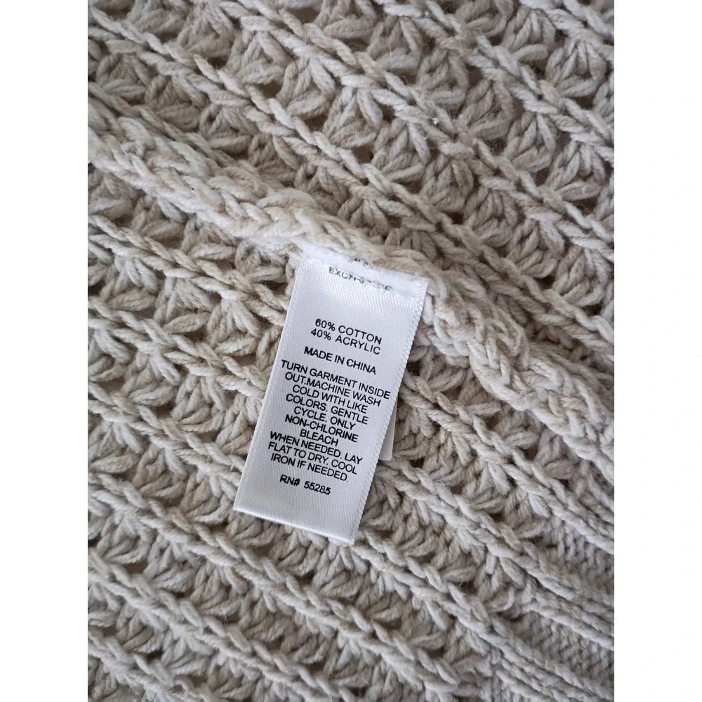 EXPRESS Beige COTTON BLEND Cardigan L Grandmacore Coastal‎ Grandmother Knit